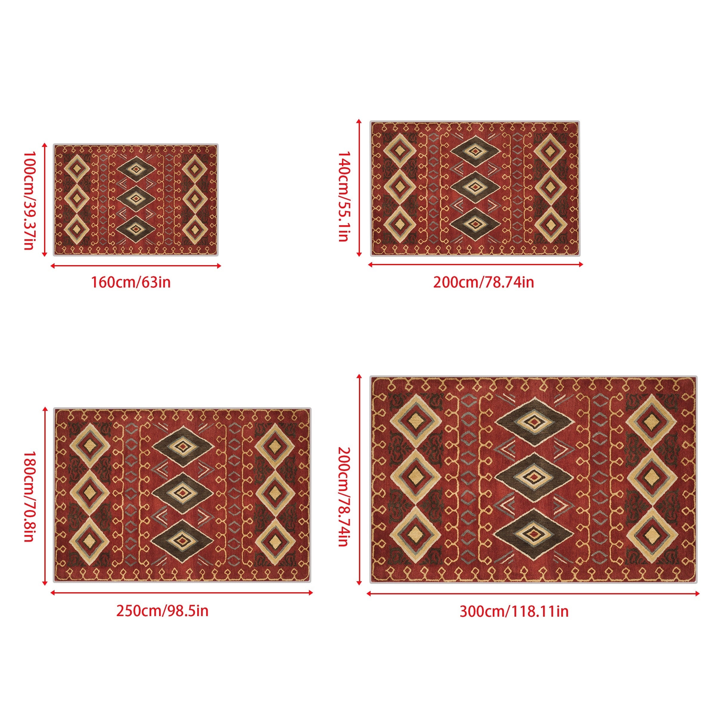 Vintage Moroccan Carpet Soft Non Slip Area Rug for Living Room Bedroom