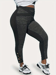  Colorblock Cross Belt Lace Leggings