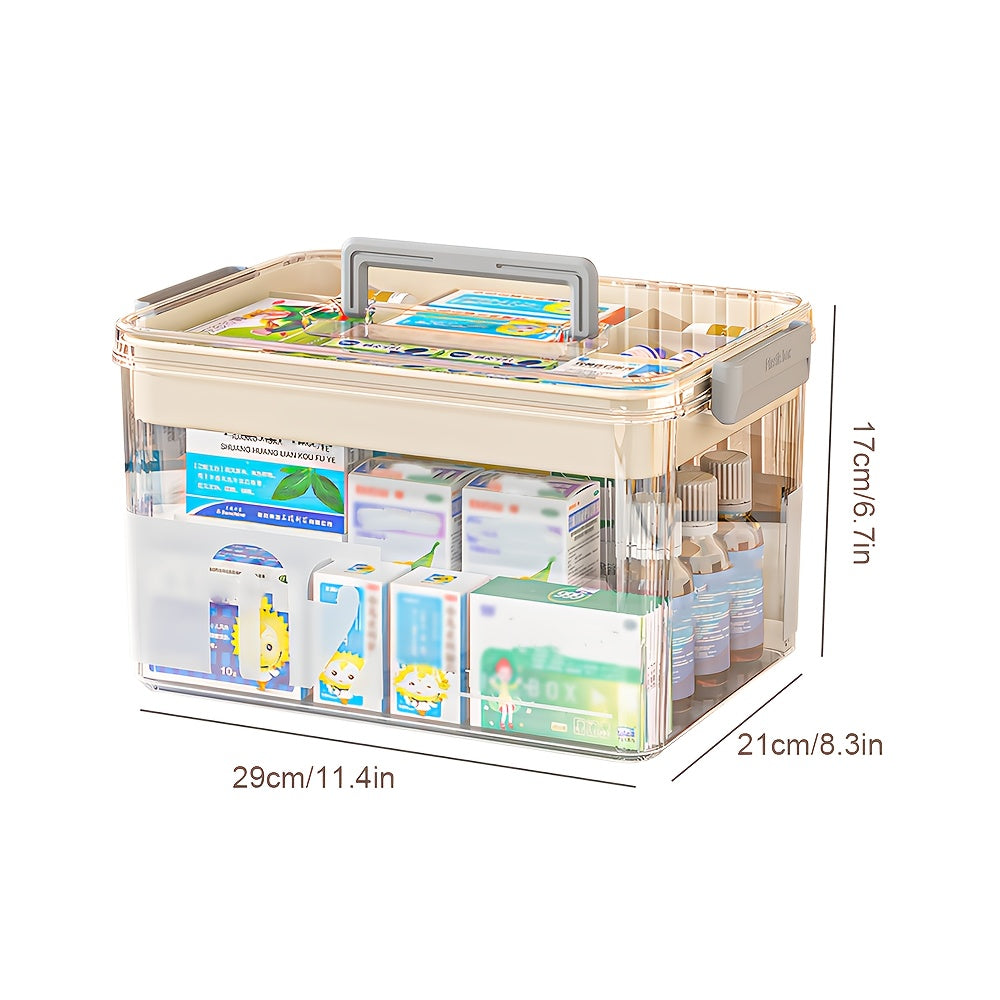 Lockable Medicine Storage Box Clear Portable First Aid Organizer
