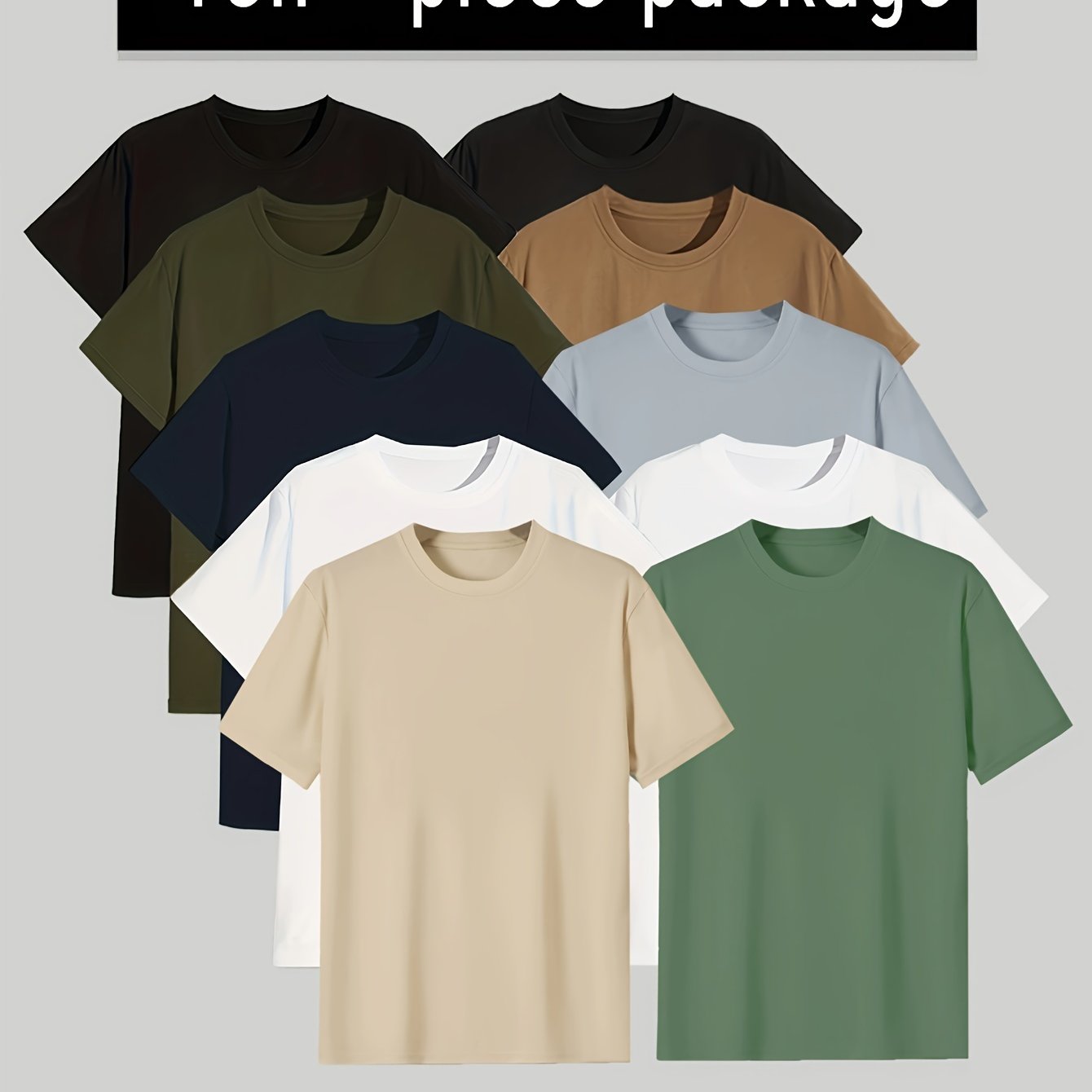 10pcs Men's Solid Short Sleeve T shirt Casual Tees For Summer