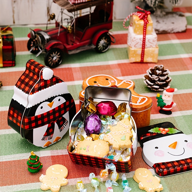 Christmas Gingerbread Man Cookie Box Snowman Tin Box