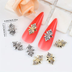 10pcs Golden Metal 3D Nail Art Decoration Geometric Nail Rhinestone Gems
