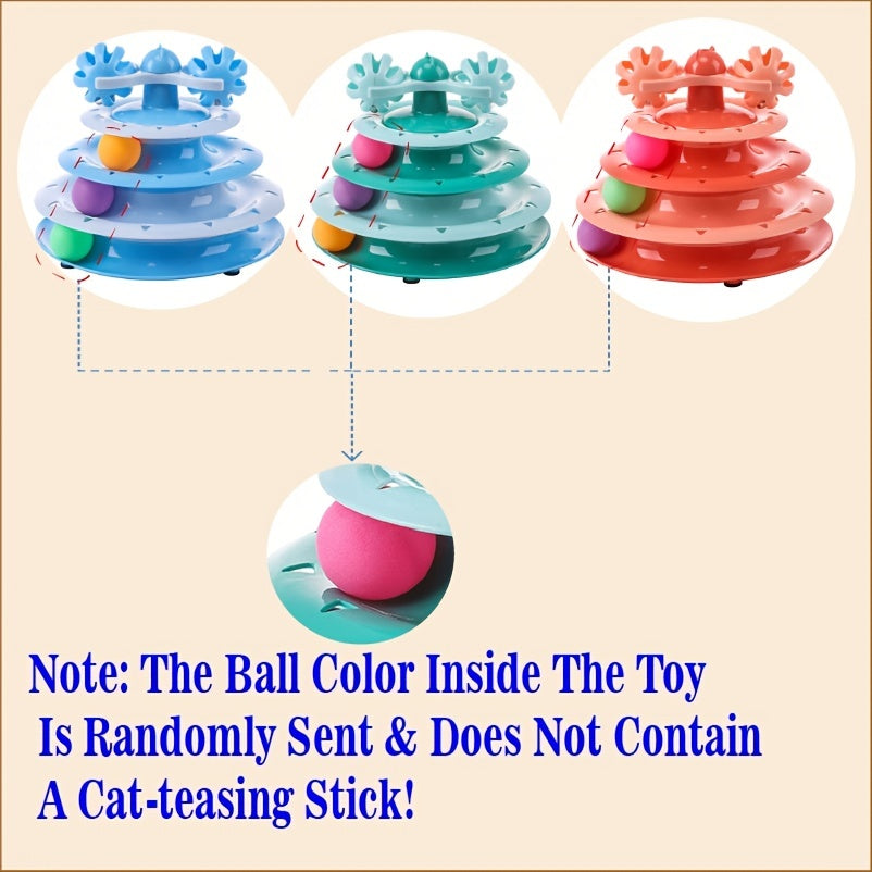 Interactive Cat Toy Roller with 4 Levels and Balls