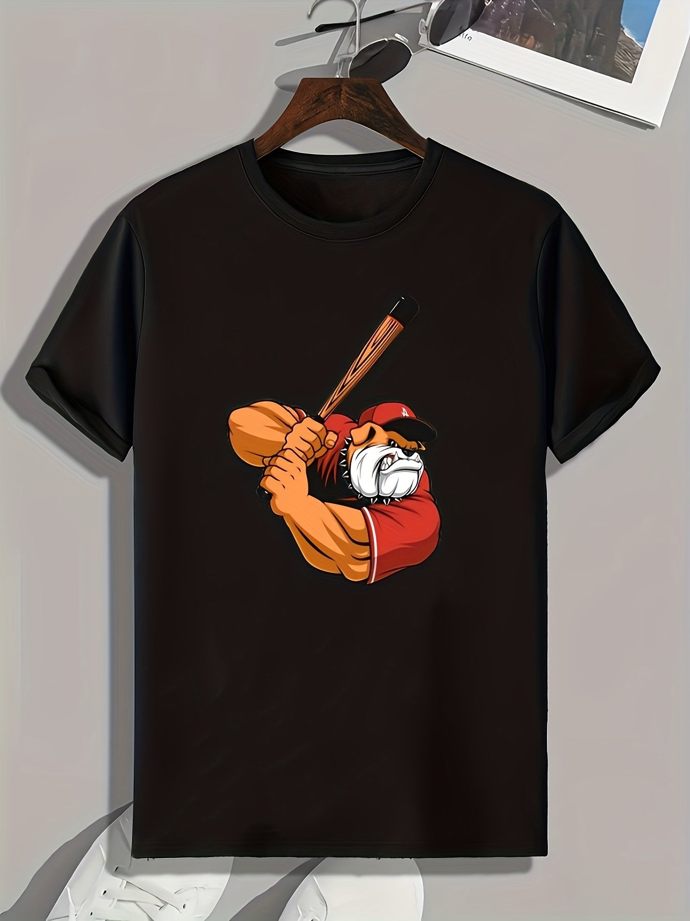 Dog Playing Baseball Pattern Print Men's Sports T-shirt