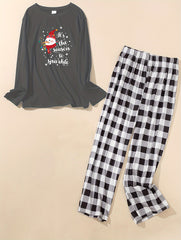  Christmas Lounge Set Women's Plus Slogan Tee Plaid P
