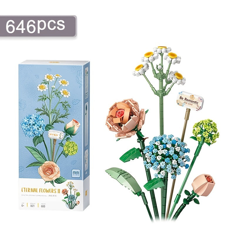 Mini Building Blocks Bouquet Set DIY Creative Building Blocks Plant Collection