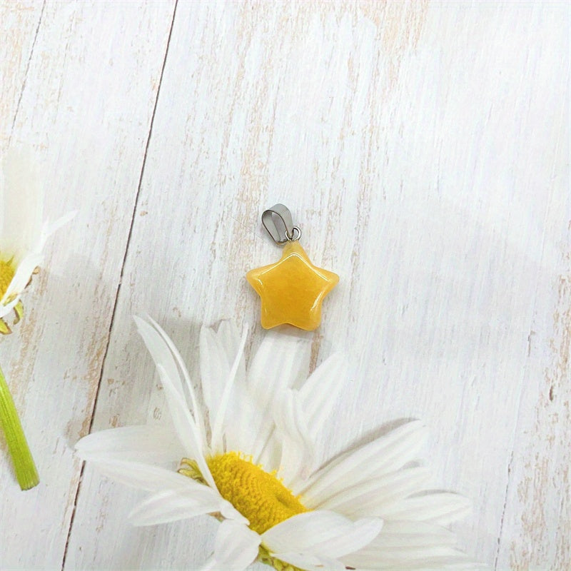 Natural Crystal Star Pendant Healing Gemstone Men