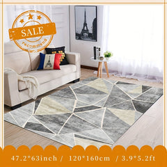 Soft Fluffy Geometric Area Rug Washable Carpet for Living Room Bedroom Apartment