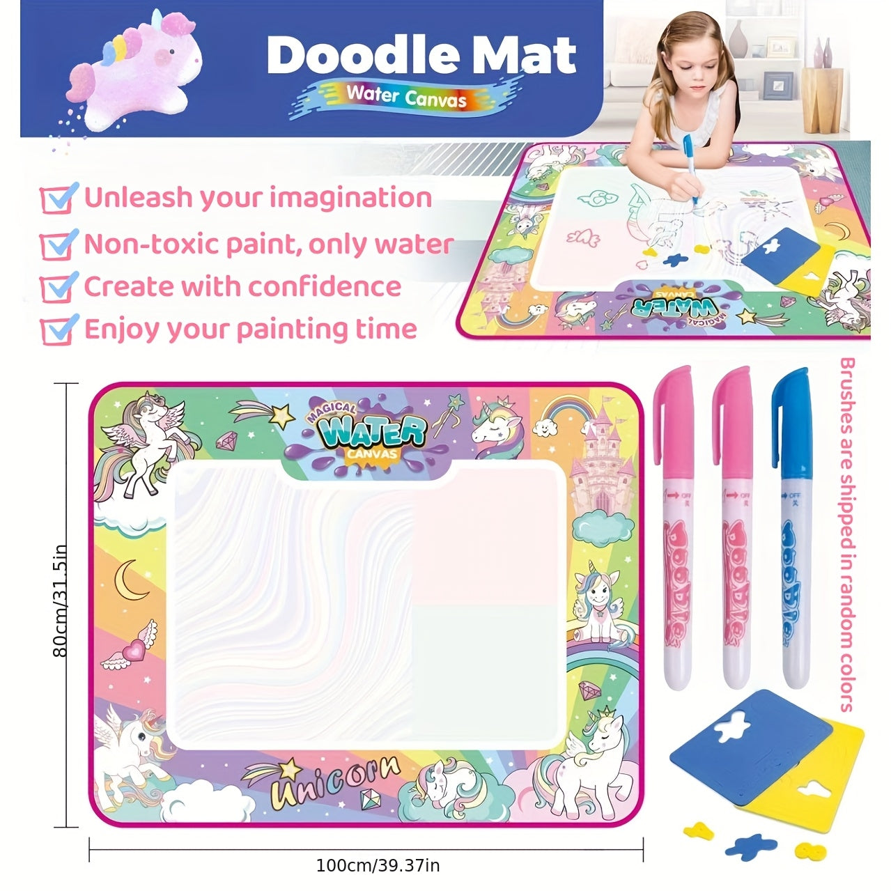 Water Doodle Mat Drawing Toy for Kids Ages 3-8