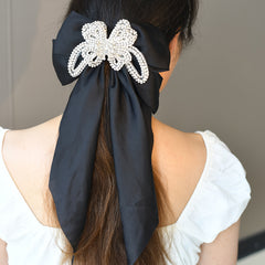 Polyester Bow Tie Hair Clip with Rhinestone Butterfly Decoration