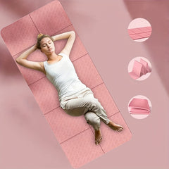 1pc Double Sided Non-Slip Foldable Yoga Mat Portable Travel Fitness Exercise Mat
