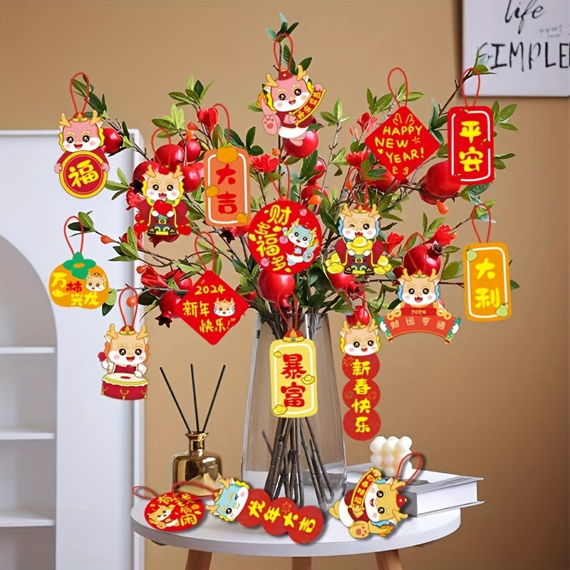 18PCS Spring Bonsai Decorations Set Year Pendant Desktop Accessories