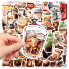 50pcs Coffee Lover Graffiti Stickers for Laptop Helmet Desktop
