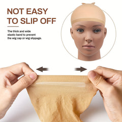 2 Pcs Wig Caps Nude Light Brown Stocking Caps Stretchy Nylon Caps For Women