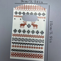 50pcs Elk Pattern Plastic Tote Bag Gift Packaging Bag - Portable Storage Bag