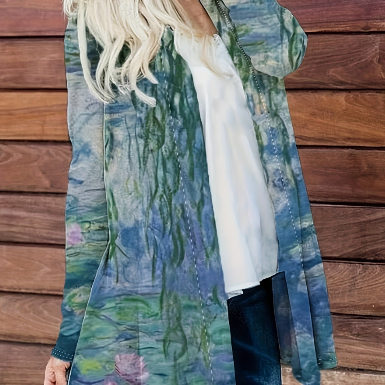  Floral Print Open Front Cardigan