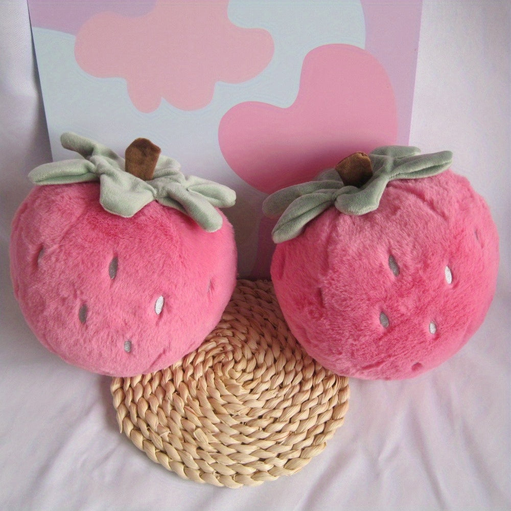 Soft Strawberry Plush Toy Fruit Doll with Green Leaves
