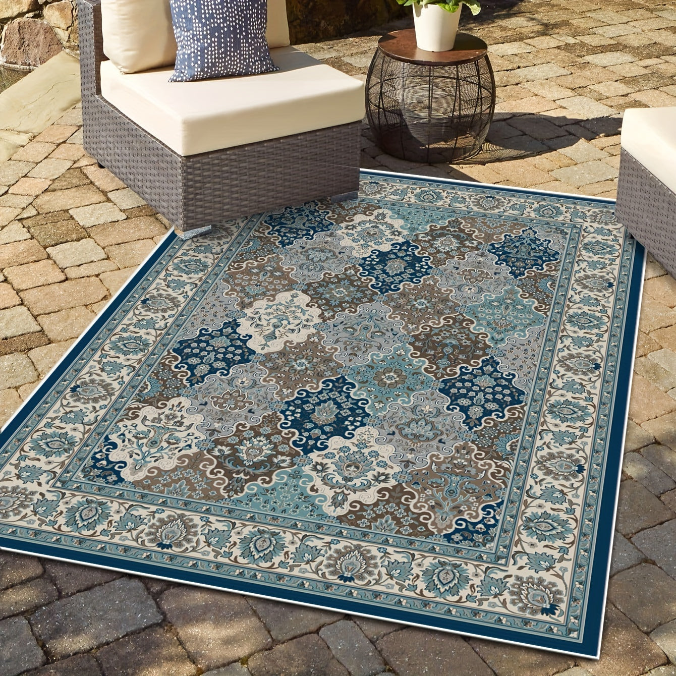 Vintage Boho Area Rugs Non Slip Low Pile Washable