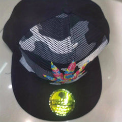 Flat Brim Hip Hop Cap with Maple Leaf Embroidery