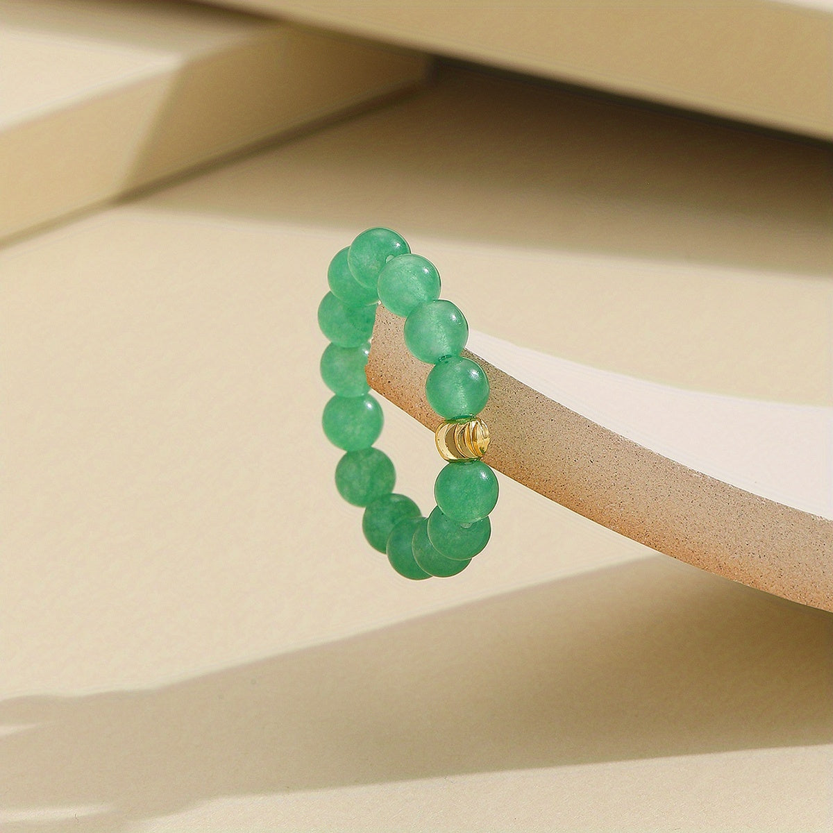 Natural Bead Ring 18k Plated Waterish Stacking Jewelry