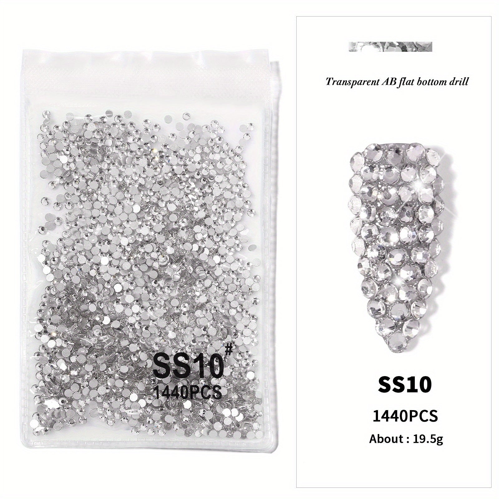1440Pcs Rhinestones Nail Art Round Crystals Strass Glass Nail Charms