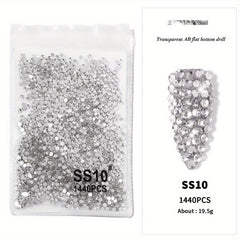 1440Pcs Rhinestones Nail Art Round Crystals Strass Glass Nail Charms