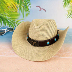 Cattle Head Decor Straw Hat Sunshade for Travel Seaside Unisex