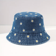Flower Embroidery Fisherman Hat Bucket for Outing