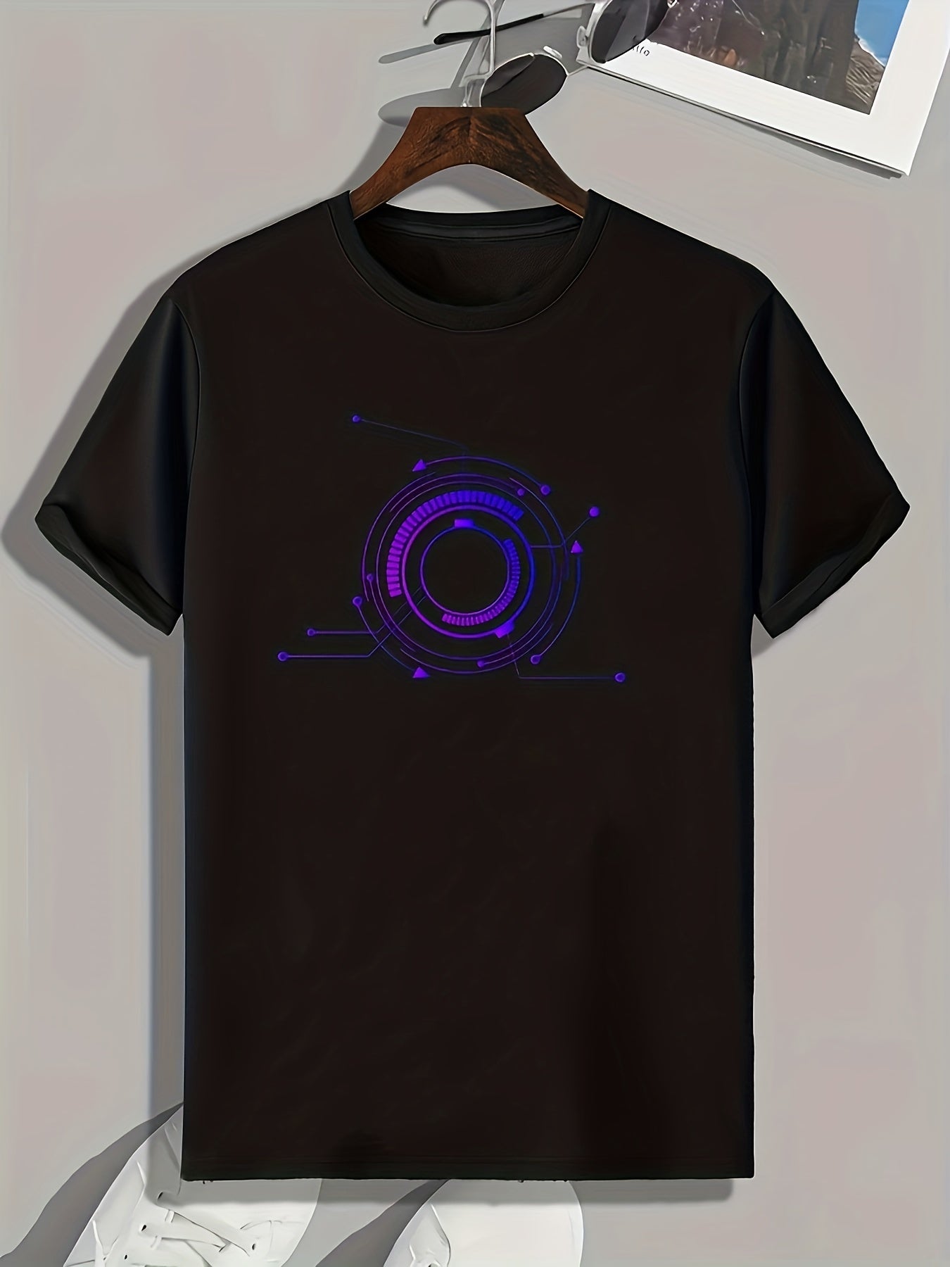 Pattern Print Men's Comfy Sports T-shirt Graphic Tee