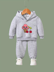 2pcs Girls Activewear Sets Sweet Cherries Pattern Breathable Sports Outfits