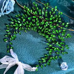 Emerald Green Bridal Headband with Rhinestones