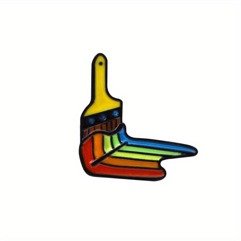 Rainbow Painting Tools Brooch Colored Palette Brushes Pins