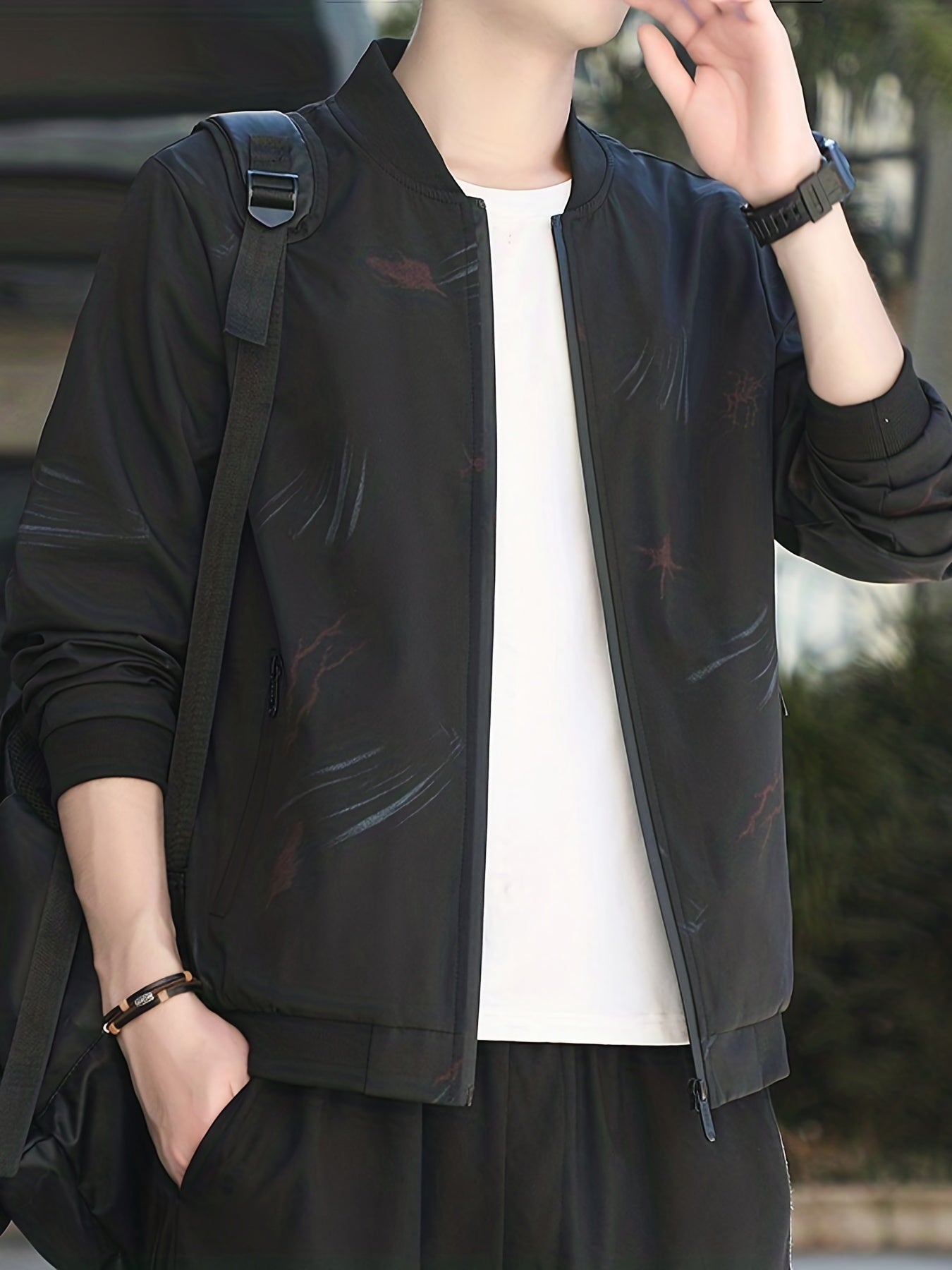 Men's Full Zip Windbreaker Jacket Casual Baseball Coat