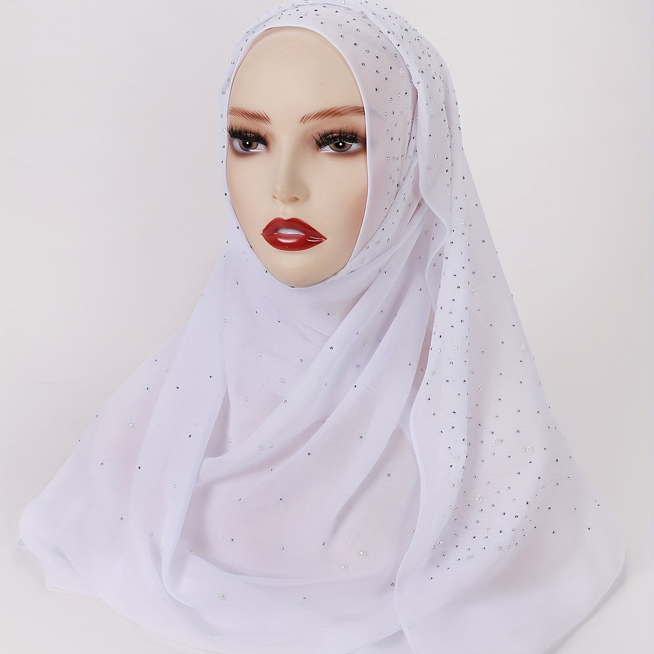 Rhinestone Hot Stamping Chiffon Scarf Solid Hijab Turban Classic Shawl