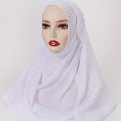 Rhinestone Hot Stamping Chiffon Scarf Solid Hijab Turban Classic Shawl