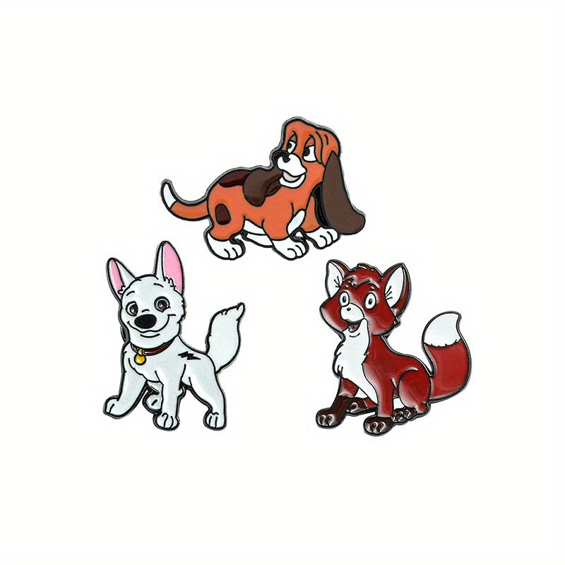 Men's Animal Brooches - Fashionable Dog & Fox Enamel Pins
