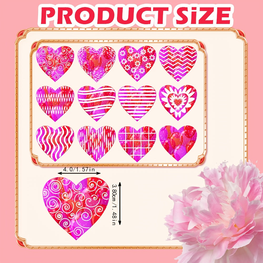4pcs Valentine's Theme Heart Stickers Self Adhesive Decals for Party Decorations