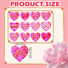 4pcs Valentine's Theme Heart Stickers Self Adhesive Decals for Party Decorations