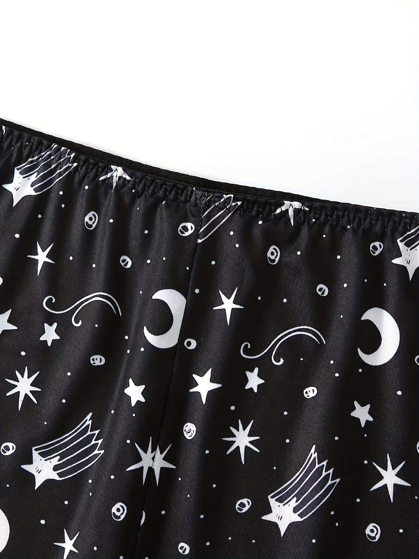  Moon & Star Print Racer Back Crop Top & Shorts Underwear Set