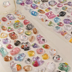 3D Relief Stickers Cartoon Animals Bread Resin Stickers