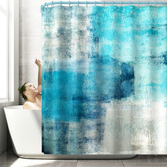 4-Piece Abstract Bathroom Set: Shower Curtain, Rugs, Non-Slip Bath