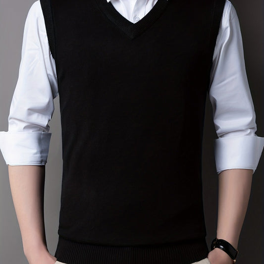 Men's V-Neck Sleeveless Wool Vest Tank Top for Autumn/Winter