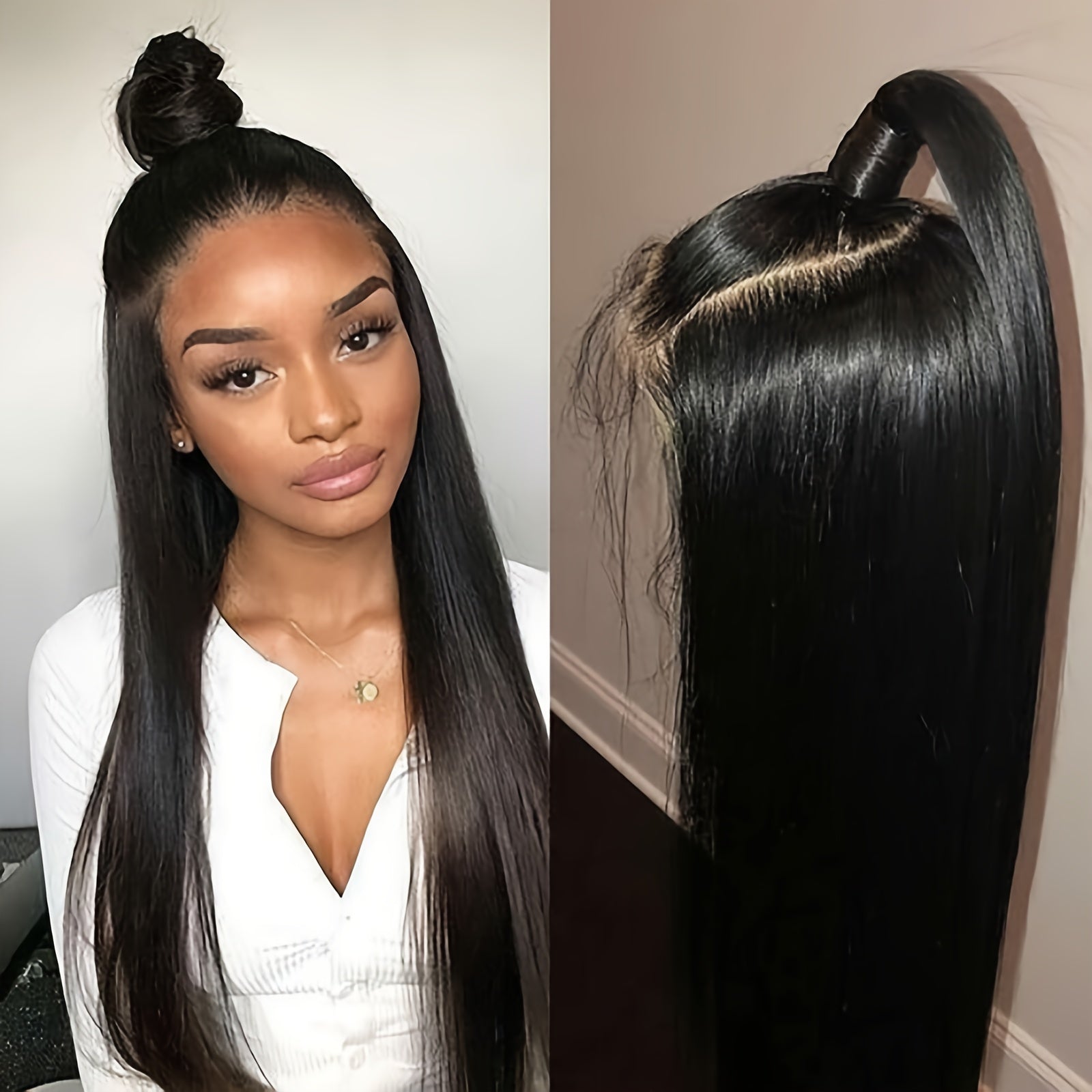150 Density Straight Human Hair Wig with HD Transparent Lace Front Closure
