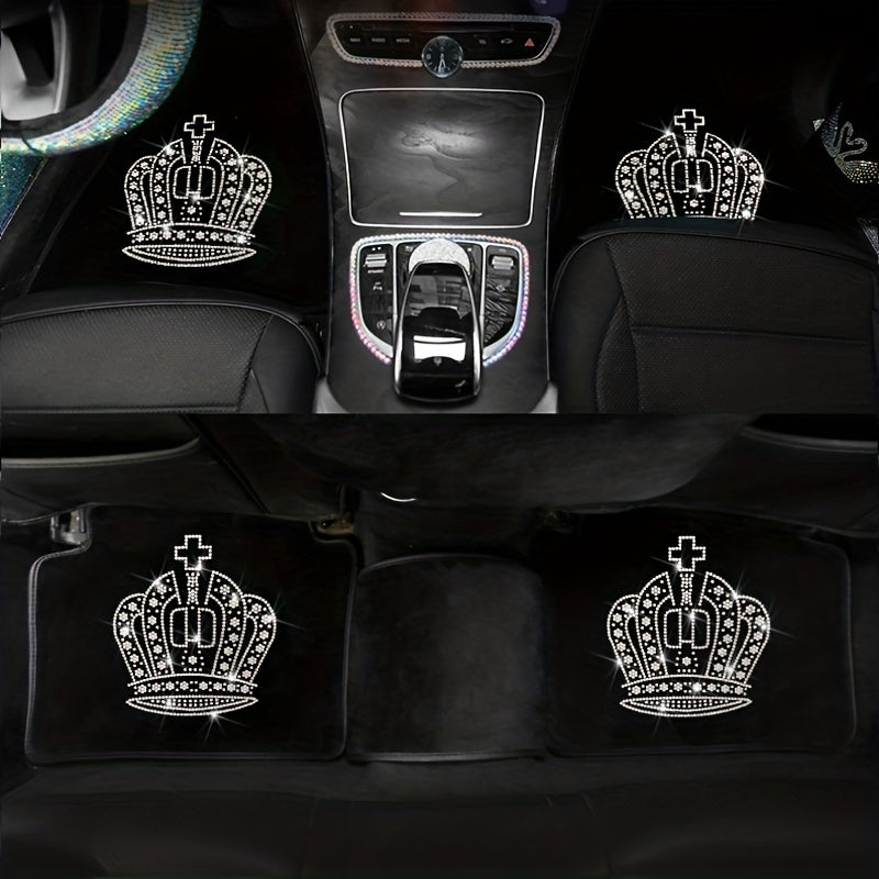 Crystal Inlaid Diamond Crown Car Foot Pad Car Throw Blanket