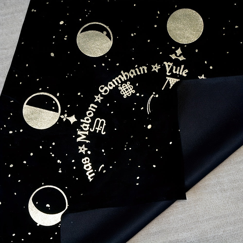 Triple Goddess Pentagram Velvet Altar Cloth