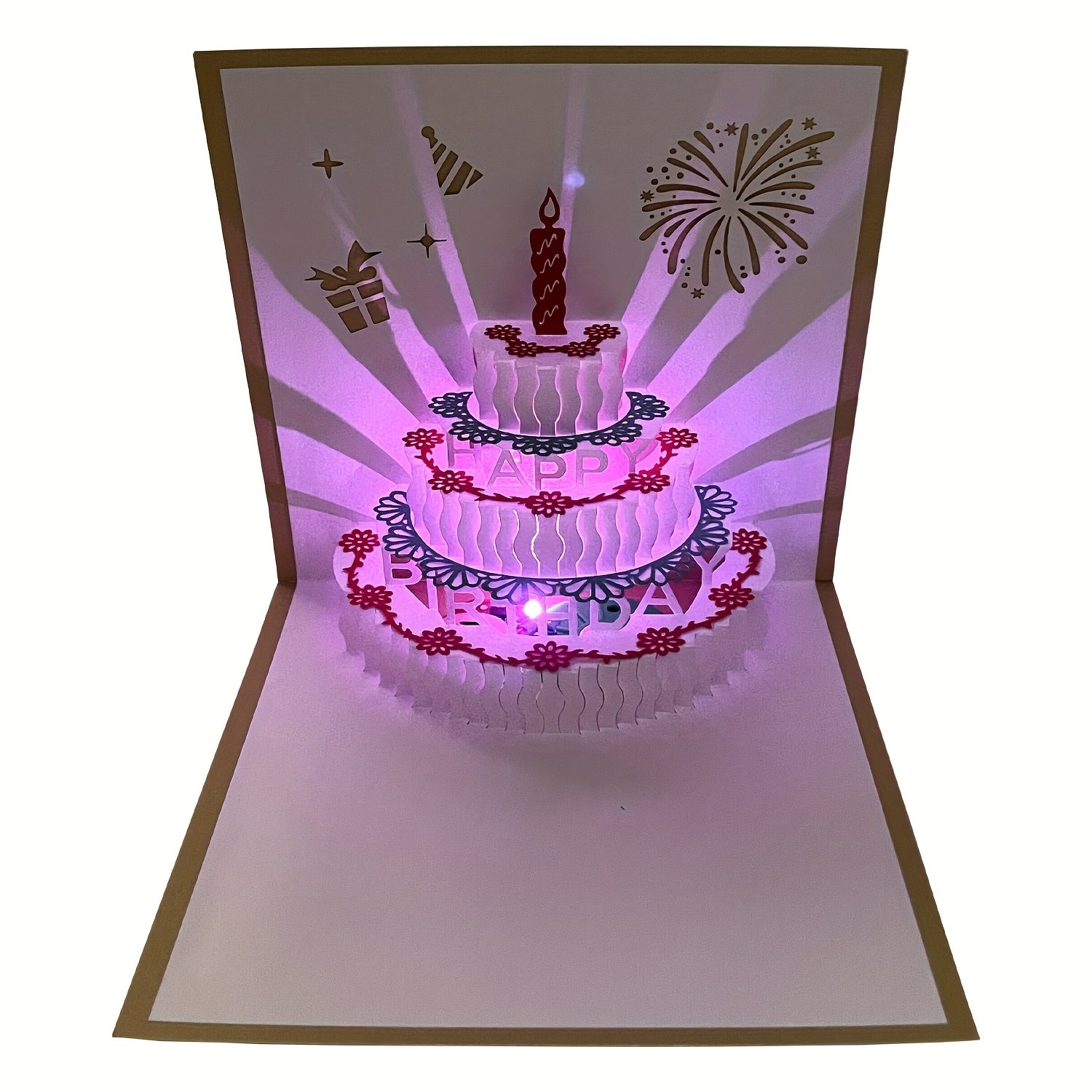 3D Birthday Cards LED Light Birthday Cake Greeting Cards