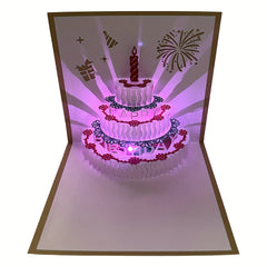 3D Birthday Cards LED Light Birthday Cake Greeting Cards