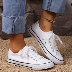 Women's Canvas Shoes Casual Preppy Style Lace Up Shoes Low Top