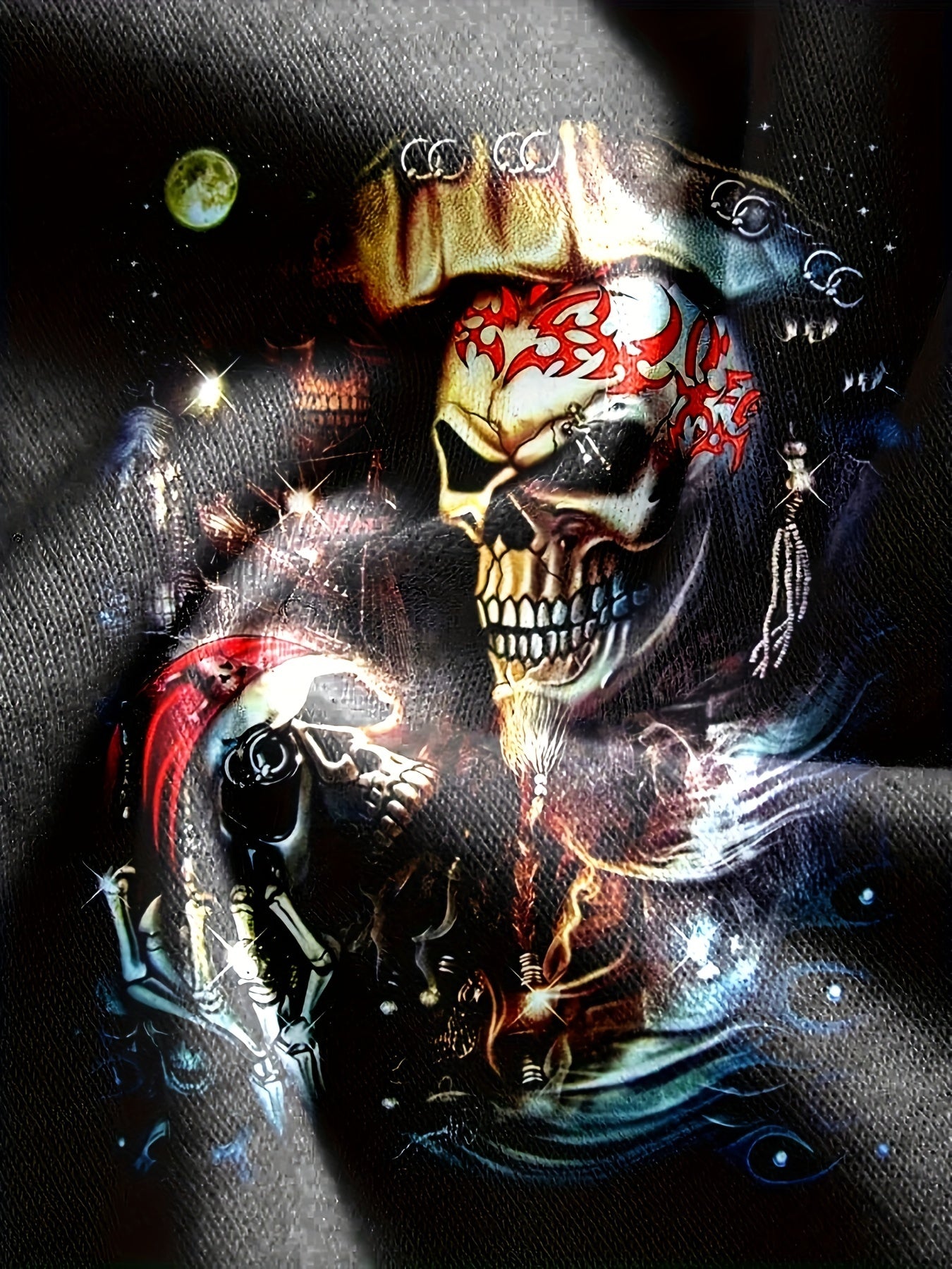 Skull 3D Pattern Print Men's Short Sleeve T-shirt Graphic Tee