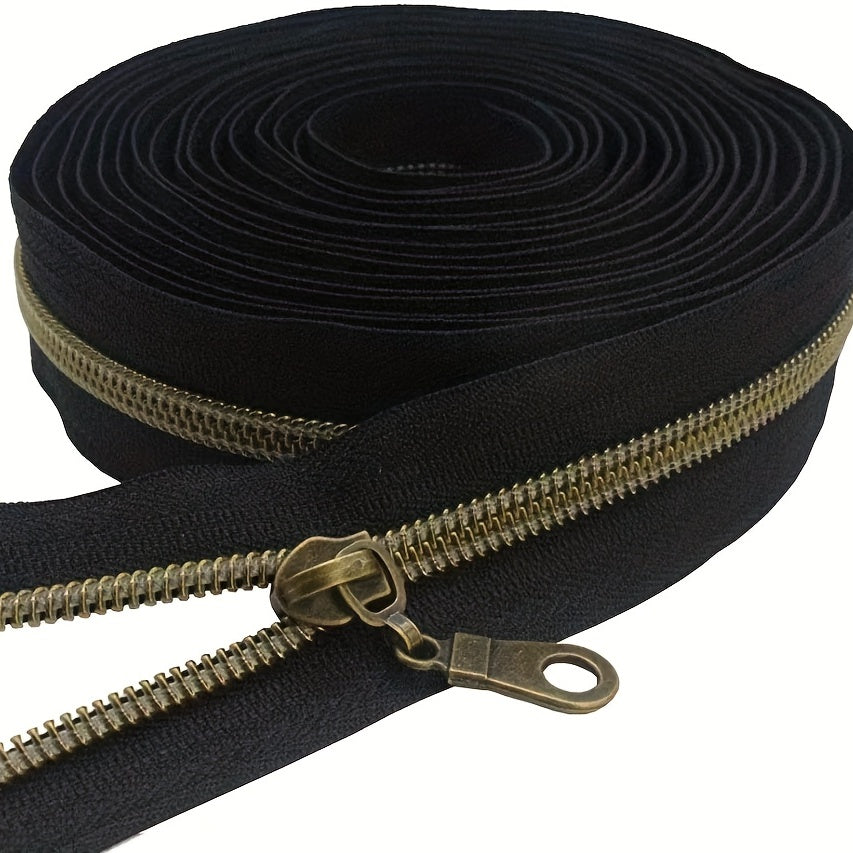 4.57m Antique Brass Nylon Coil Zippers By the Yard with Pulls